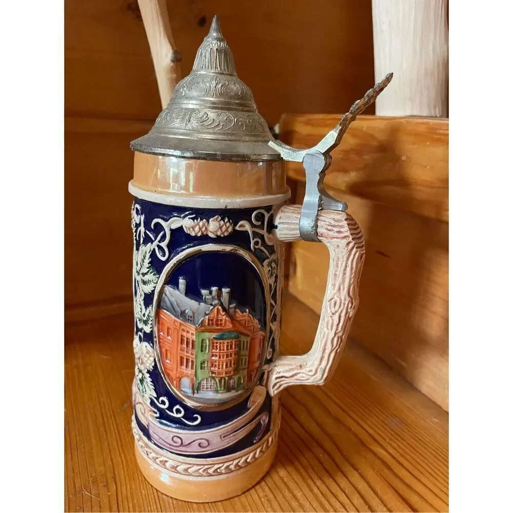 Vintage Beer Stein Gerz Gerzit Lidded West Germany